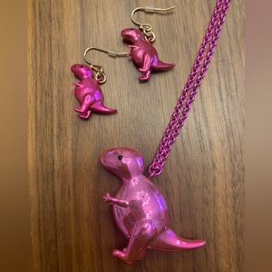 Kate Spade Whimsies T-Rex drop earrings and pendant necklace